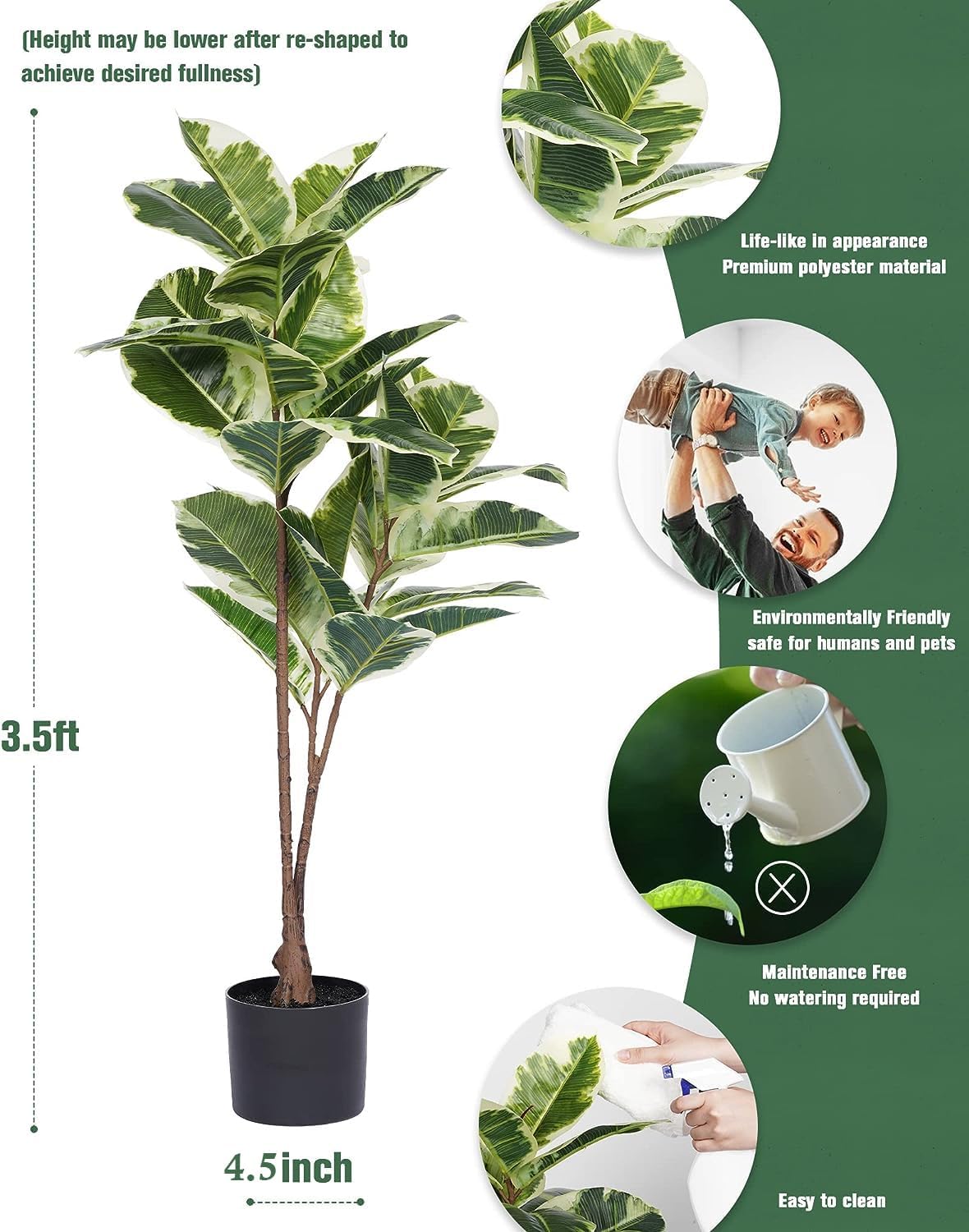 Artificial Rubber Tree Ficus P - Rubber Plant Ficus avis et prix